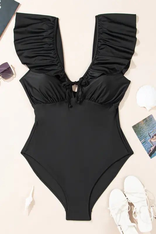 Ruffled one-piece swimsuit - plus size elegance fashionfitz