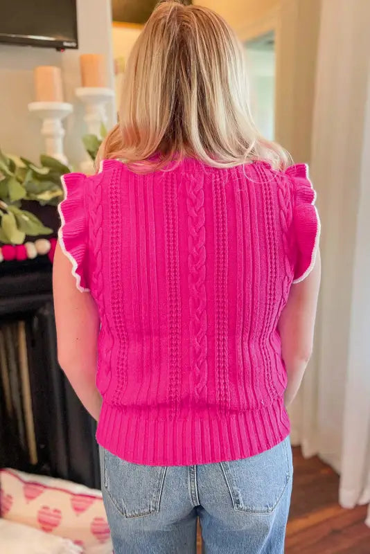 Ruffled rose sweater vest | women’s sweaters | fashionfitz