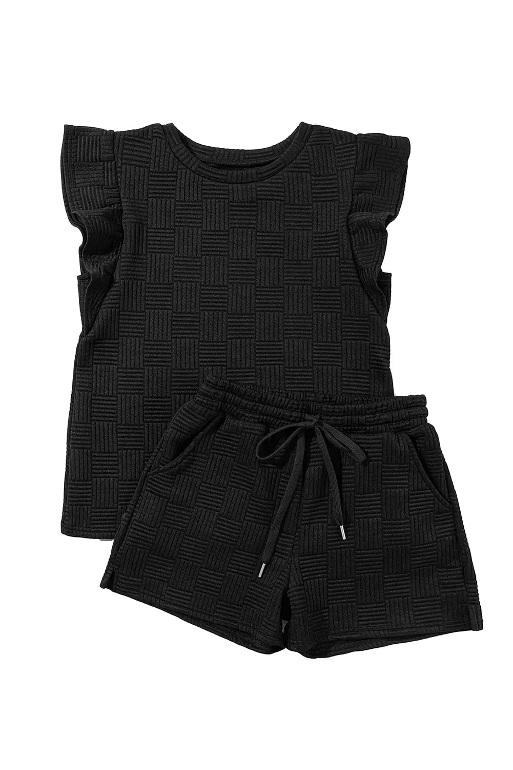 Ruffled sleeve tee and shorts set - two piece sets