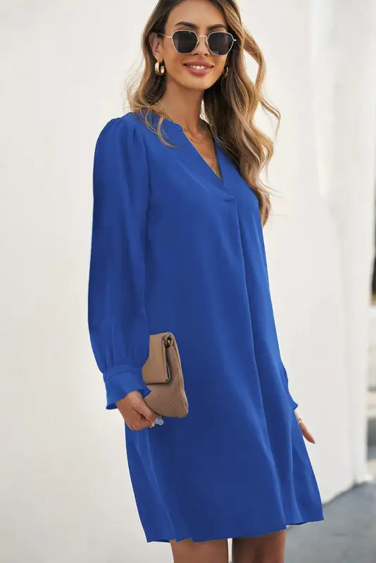 Ruffled sleeves shirt dress - mini dresses