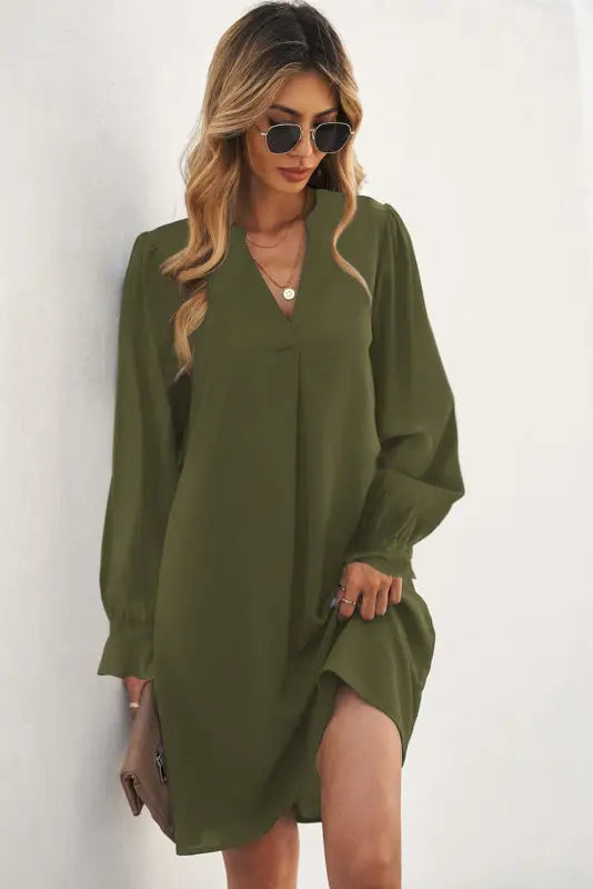 Ruffled sleeves shirt dress - mini dresses