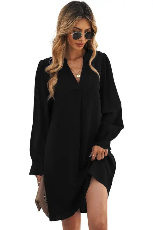 Ruffled sleeves shirt dress - mini dresses