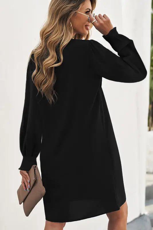 Ruffled sleeves shirt dress - mini dresses