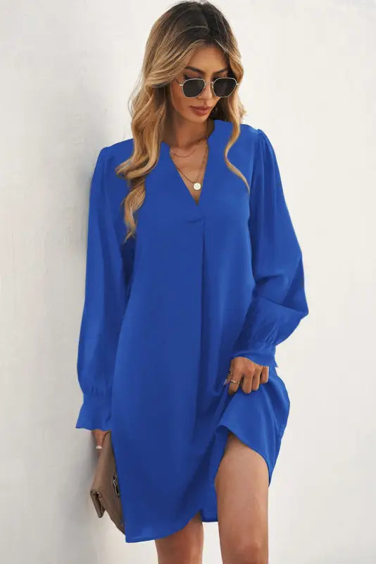 Ruffled sleeves shirt dress - mini dresses