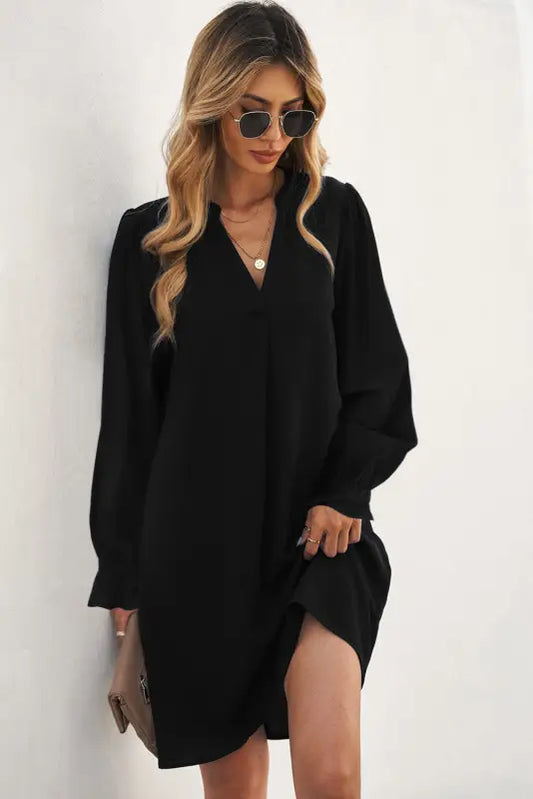 Ruffled sleeves shirt dress - mini dresses