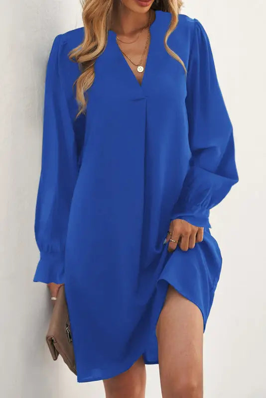 Ruffled sleeves shirt dress - mini dresses