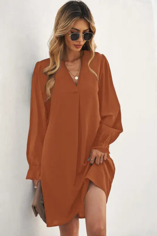 Ruffled sleeves shirt dress - mini dresses