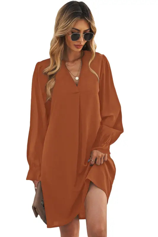 Ruffled sleeves shirt dress - mini dresses