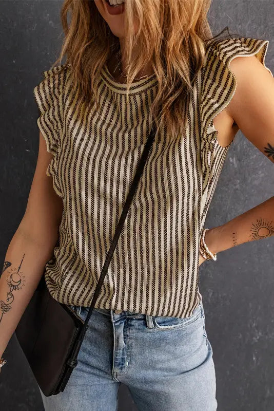 Ruffled striped tank top - tops