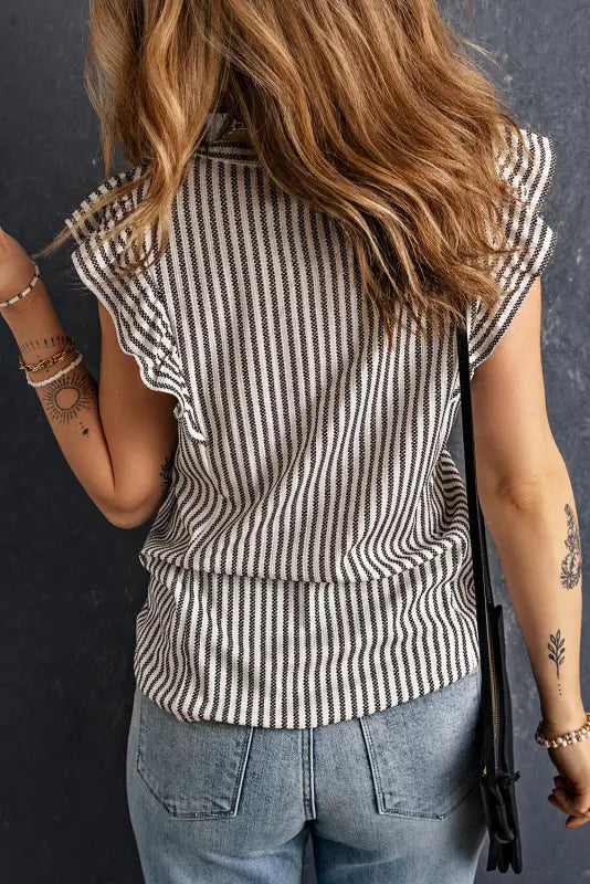 Ruffled striped tank top - tops