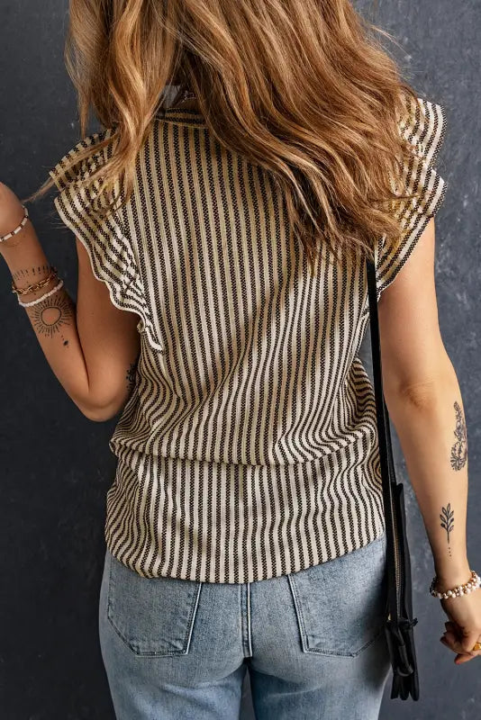 Ruffled striped tank top - tops