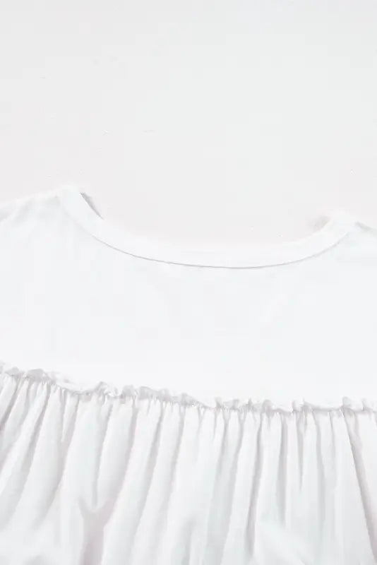 Ruffled trim loose babydoll tee - tees