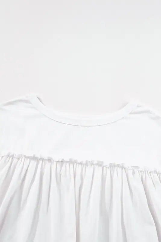 Ruffled trim loose babydoll tee - tees