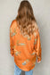 Russet orange cheetah animal print button up satin shirt - tops