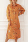 Russet orange cheetah animal print button up satin shirt - tops