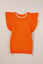 Russet Orange Short Sleeve Knitted Top - Fashionfitz
