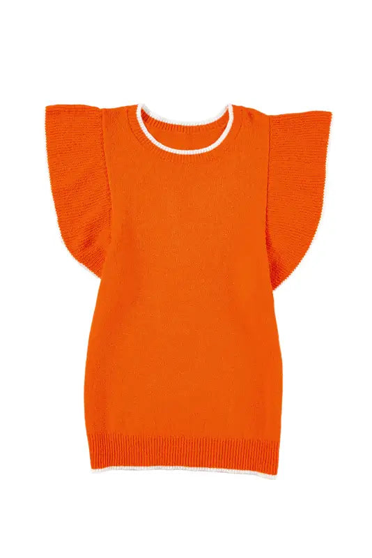 Russet orange short sleeve knitted top - tops