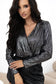 Chic sable sequin wrap bodysuit | elegant evening wear