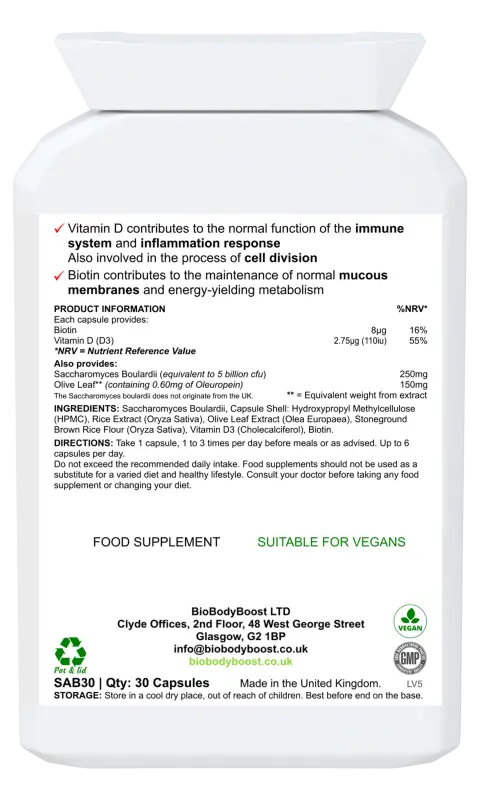 Saccharomytum - vegan probiotics and vitamin d3 - vitamins & supplements