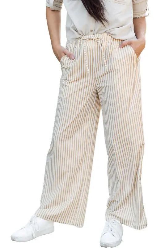 Safari chic trousers | khaki stripe | wide leg comfort