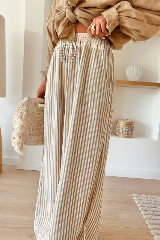 Safari chic trousers | khaki stripe | wide leg comfort