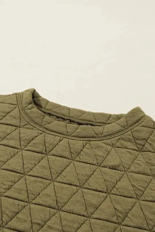 Sage Green Solid Quilted Pullover and Pants Outfit - Fashionfitz