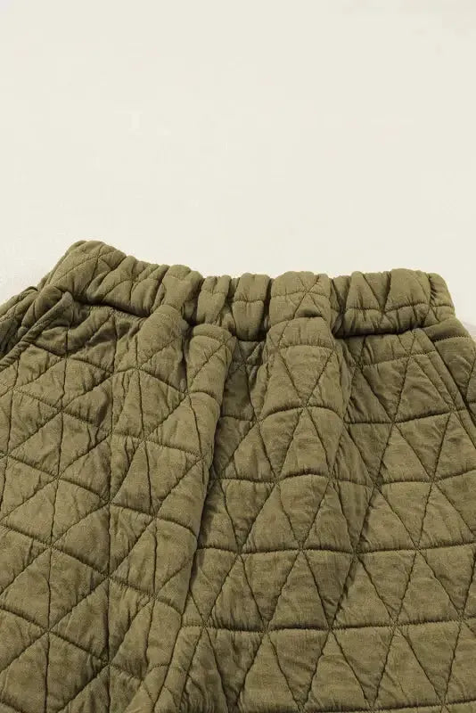Sage Green Solid Quilted Pullover and Pants Outfit - Fashionfitz