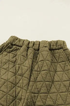 Sage Green Solid Quilted Pullover and Pants Outfit - Fashionfitz