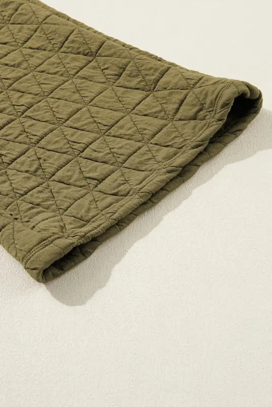 Sage green solid quilted pullover and pants outfit - loungewear