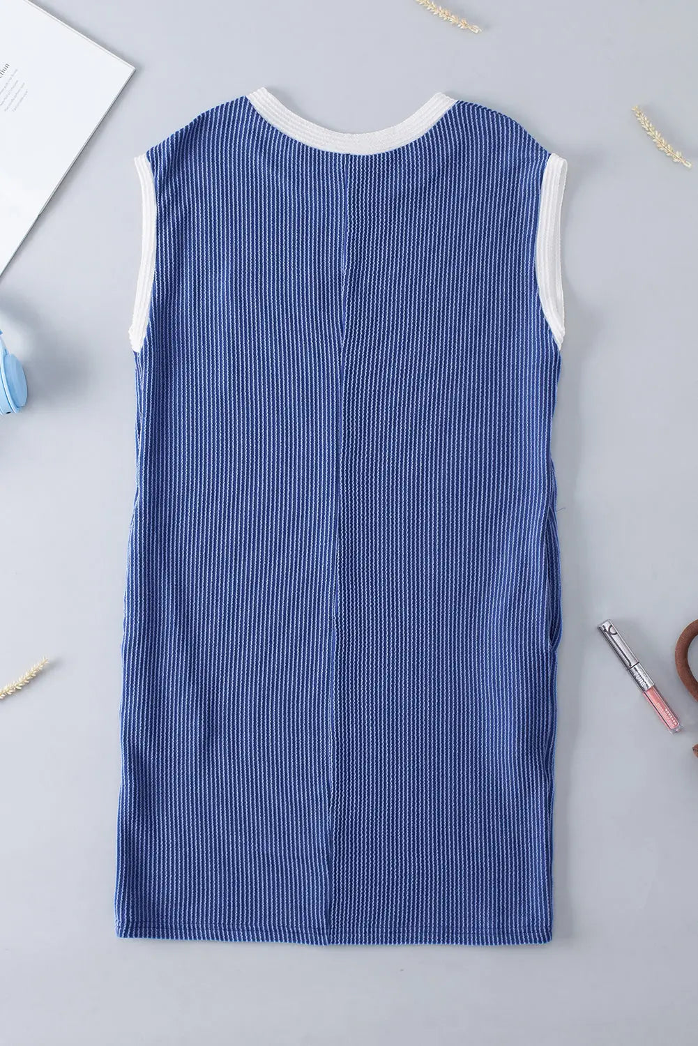 Sail blue rib textured cap sleeve t-shirt dress - dresses/t shirt dresses