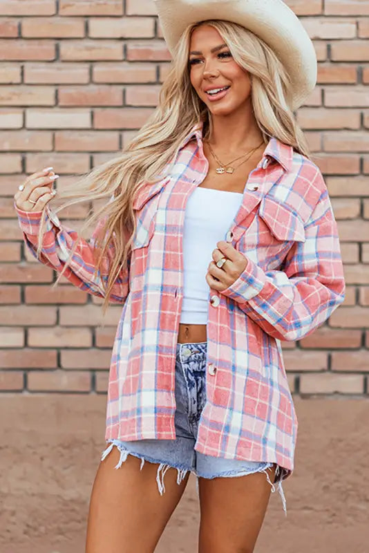 Sassy plaid button-up shacket | women’s jackets | fashionfitz