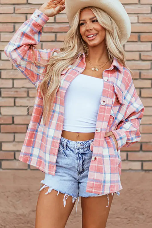 Sassy plaid button-up shacket | women’s jackets | fashionfitz