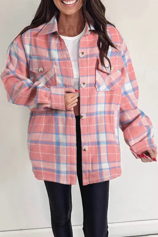 Sassy plaid button-up shacket | women’s jackets | fashionfitz