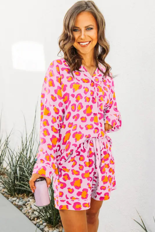 Sassy spots pink leopard pajama set