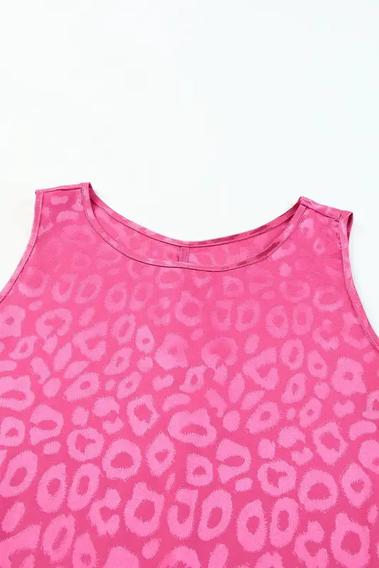 Pink satin leopard tank top - tops