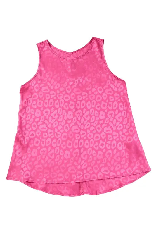 Pink satin leopard tank top - tops