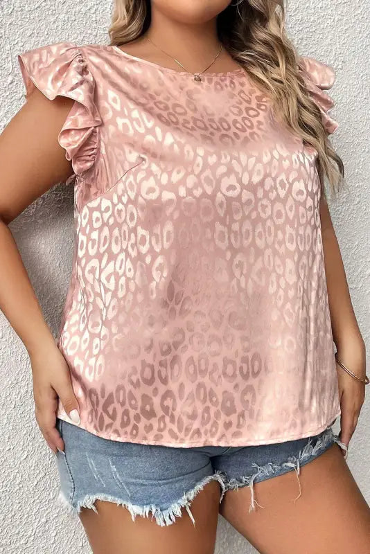 Pink satin leopard tank top - tops