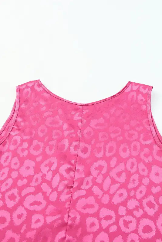 Pink satin leopard tank top - tops