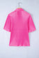 Satin shirt - bright pink pleated short sleeve - shirts