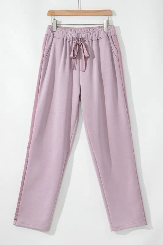 Satin-stripe high-waist pants | elegant & comfortable