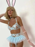 Say Yes Lace Garter Lingerie Set 3-Piece - Fashionfitz