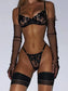 Say yes lace garter lingerie set 3-piece - black / s - sets