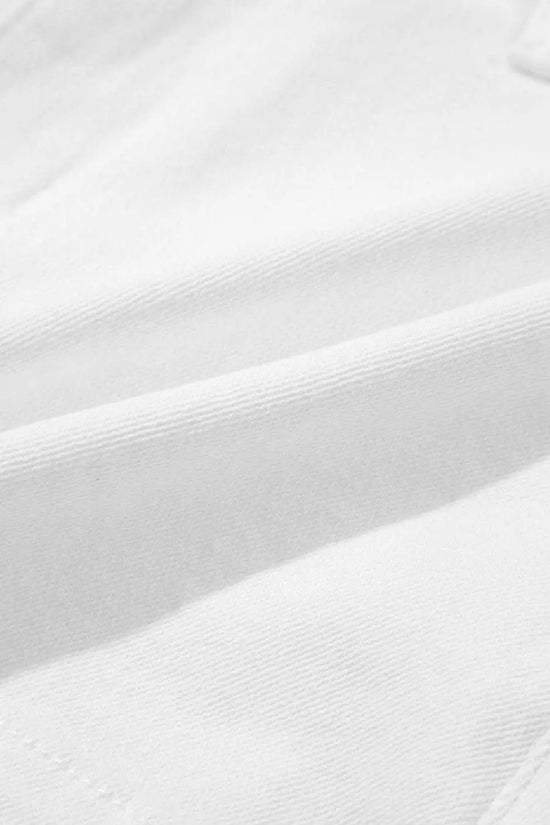 Denim Shorts Scalloped Hemline Denim Shorts