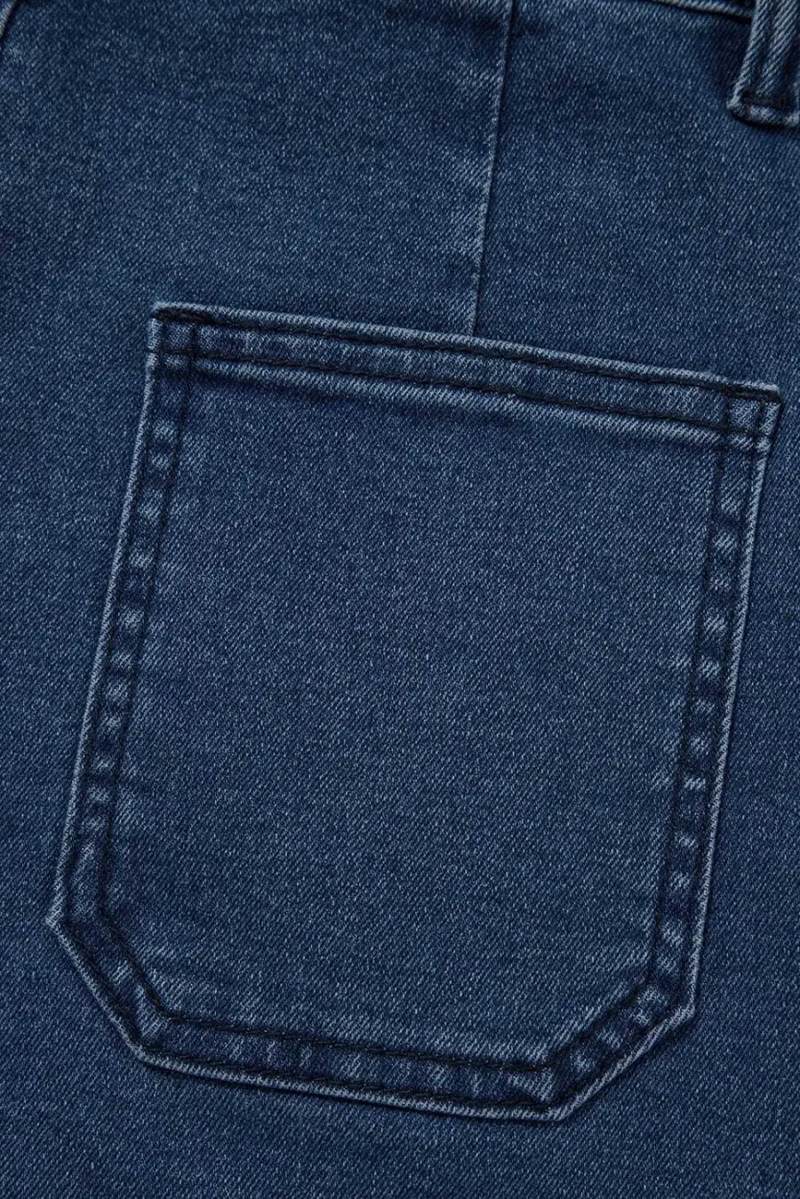 Denim Shorts Scalloped Hemline Denim Shorts