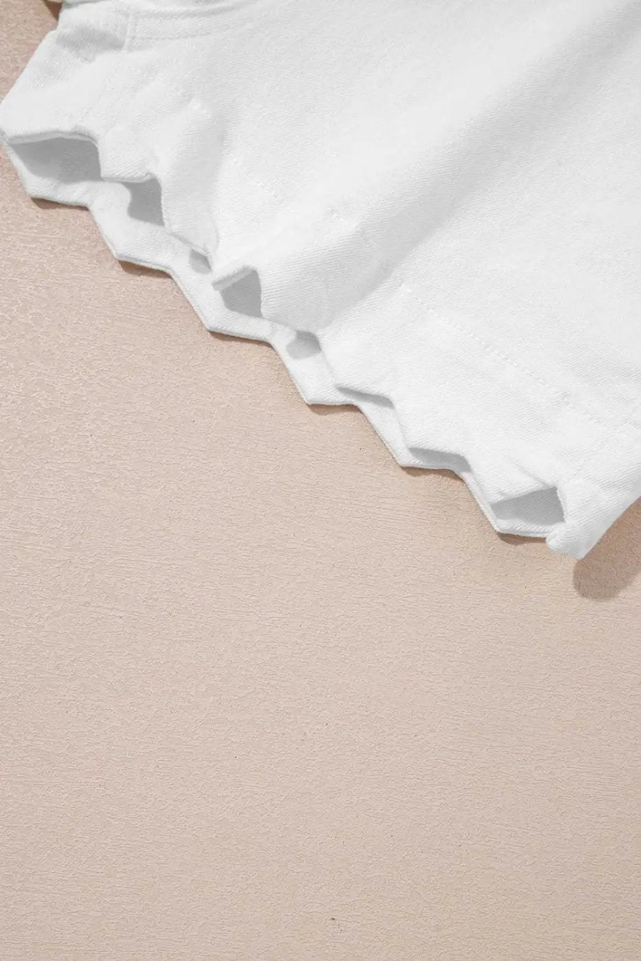 Denim Shorts Scalloped Hemline Denim Shorts