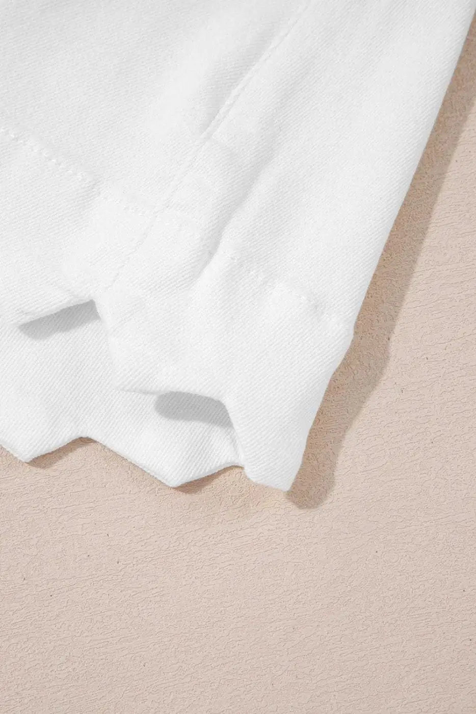 Denim Shorts Scalloped Hemline Denim Shorts