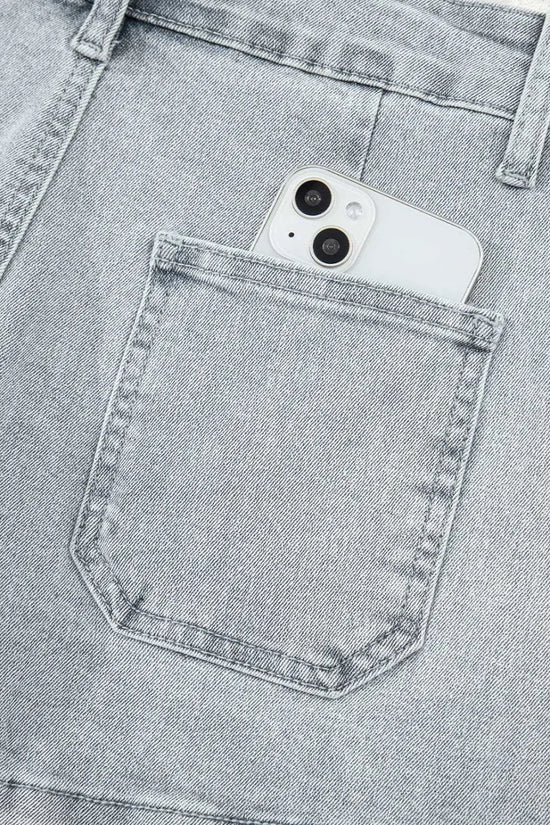 Denim Shorts Scalloped Hemline Denim Shorts