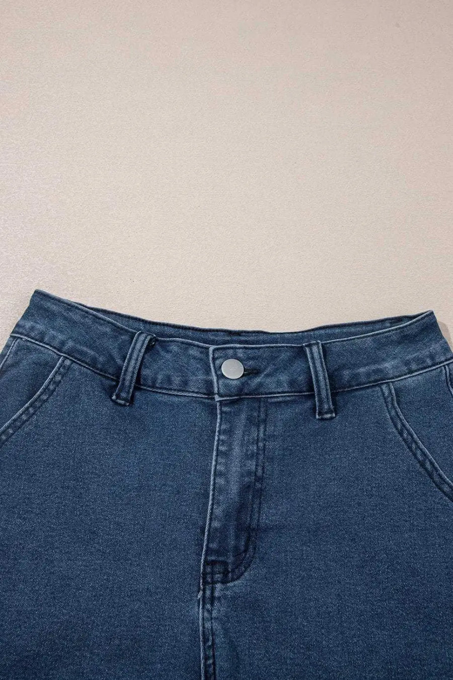Denim Shorts Scalloped Hemline Denim Shorts