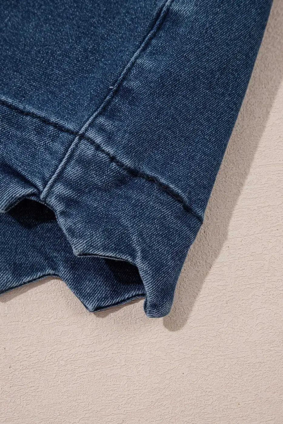 Denim Shorts Scalloped Hemline Denim Shorts