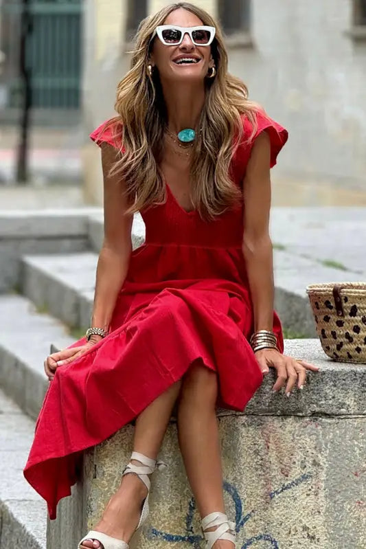 Scarlet elegance maxi dress - bold & chic style | fashionfitz